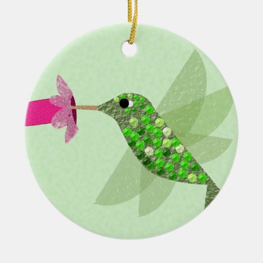 Groene Hummingbird Keramisch Ornament (Voorkant)