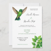 Groene Hummingbird Leafy Botanische grens bruiloft Kaart (Voorkant)