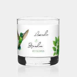 Groene Hummingbird Leafy Botanische grens bruiloft Whisky Glas