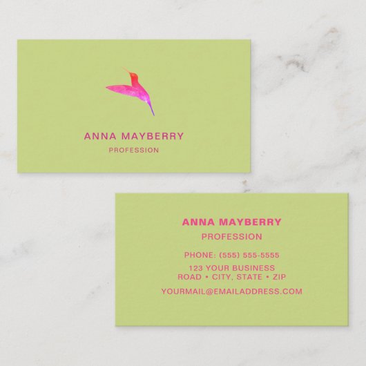 Groene Hummingbird Visitekaartje (Voorkant / Achterkant)