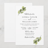 Groene Huwelijk: Elegant Blad Huwelijk Kaart (Voorkant / Achterkant)