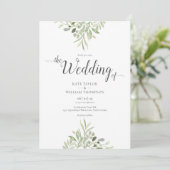 Groene Huwelijks Waterverf Blad Script Kaart (Staand voorkant)