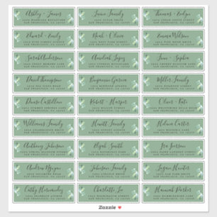 Groene Huwelijksuitnodiging Adreslabels met Loofpr Sticker