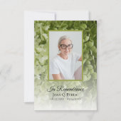 Groene Hydrangea Bloemen Begrafenis Sympathie Bedankkaart (Voorkant)