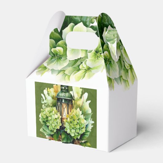 Groene Hydrangea Bloemen Vlinder Vrijgezellenfeest Bedankdoosjes (Achterkant)