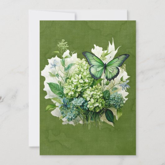 Groene Hydrangea Bloemenkaars Trouwdouche Kaart (Achterkant)
