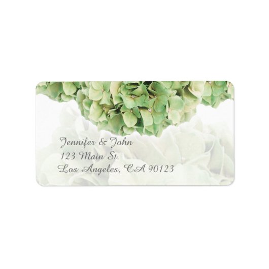Groene Hydrangea Bruiloft Retouradres Labels (Voorkant)