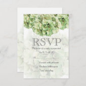 Groene Hydrangea Bruiloft RSVP Kaart (Voorkant / Achterkant)