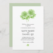 Groene Hydrangea bruiloft uitnodiging (Voorkant / Achterkant)