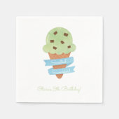 Groene Ice Cream Cone Kinderen Verjaardagsfeestje  Servetten (Voorkant)