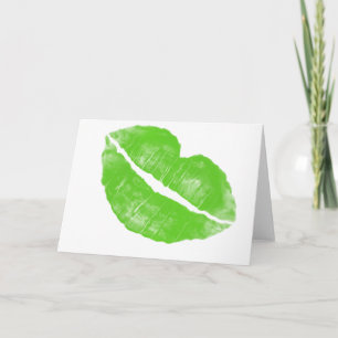 Groene Ierse lipstick Blot op Transparant BG Feestdagen Kaart