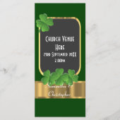 Groene Ierse shamrock klaver bruiloft programma (Voorkant)