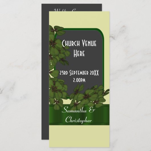 Groene Ierse shamrock klaver bruiloft programma (Voorkant / Achterkant)