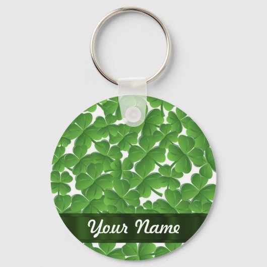 Groene Ierse shamrocken gepersonaliseerd Sleutelhanger (Voorkant)
