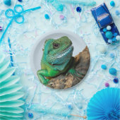 Groene iguana papieren bordje (Feest)