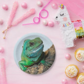 Groene iguana papieren bordje (Feest)