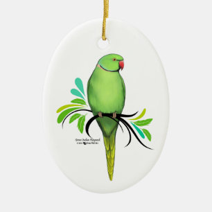 Groene Indische ringnek Parrot Keramisch Ornament