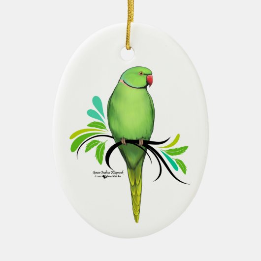 Groene Indische ringnek Parrot Keramisch Ornament (Voorkant)