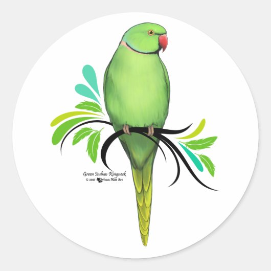 Groene Indische ringnek Parrot Ronde Sticker (Voorkant)