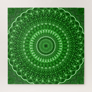 Groene Indische spirituele moderne helende mandala Legpuzzel