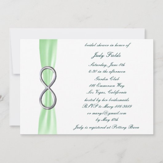 Groene Infinity Bridal Shower Invitation Kaart (Voorkant)