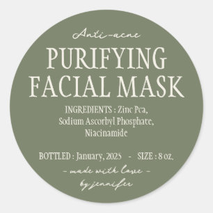 Groene ingrediënten anti-acne zuiverend gezichtsma ronde sticker