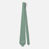 Groene initiële bruidsjonkers monogram gemerkt stropdas (Voorkant)