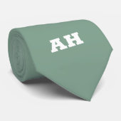 Groene initiële bruidsjonkers monogram monogrammed stropdas (Opgerold)