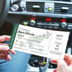 Groene instapkaart bruiloft RSVP-behuizing kaart