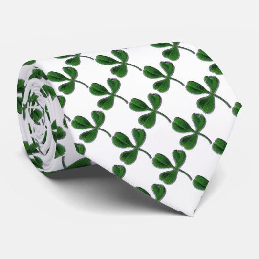 GROENE IRISH SHAMROCK STROPDAS (Opgerold)