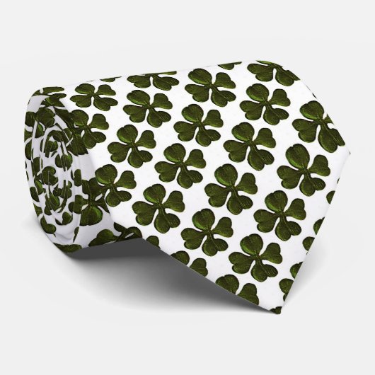 GROENE IRISH SHAMROCK STROPDAS (Opgerold)