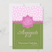 Groene Islam Aqiqah Baby polka dot-uitnodiging Kaart (Voorkant)