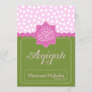 Groene Islam Aqiqah Baby polka dot-uitnodiging Kaart