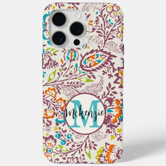  Groene Ivoor Plum Damask Personaliseer iPhone Case-Mate iPhone Case (Achterkant)