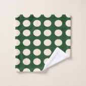 Groene Ivoorkleur Polka Dot Bad Handdoek (Wasdoekje)