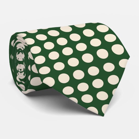 Groene Ivoorkleur Polka Dot Stropdas (Opgerold)