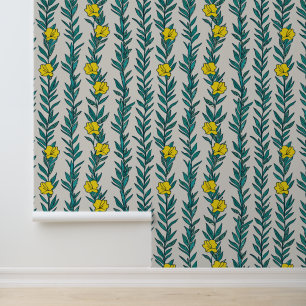 Groene Ivy en Gele Bloemen Behang