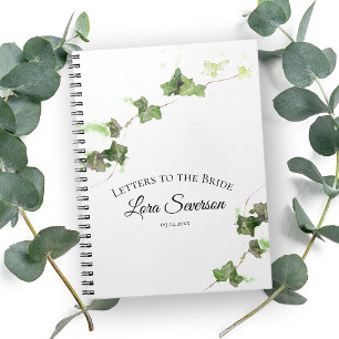Groene Ivy Vine Waterverf Brieven aan de bruid Notitieboek