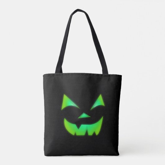 groene Jack-O-Lantern met gloeiende gloed Draagtas (Achterkant)