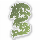 Groene Jade Chinese Draak Silhouet Sticker (Voorkant)