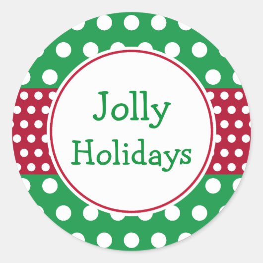 Groene Jolly Feestdagen Kerst stickers (Voorkant)