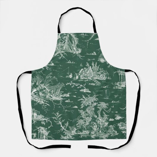 Groene Jouy-doek Schort (Voorkant)