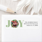 Groene JOY Krans Kerstfoto Adres Label (Insitu)