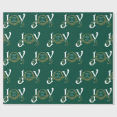 Groene  Joy Peace Love Gold Classy Kerstmis Cadeaupapier (Vlak)