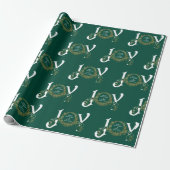 Groene  Joy Peace Love Gold Classy Kerstmis Cadeaupapier (Uitgerold)