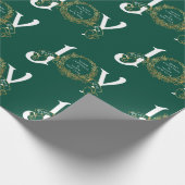 Groene  Joy Peace Love Gold Classy Kerstmis Cadeaupapier (Hoek)