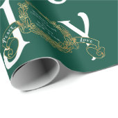 Groene  Joy Peace Love Gold Classy Kerstmis Cadeaupapier (Rol Hoek)