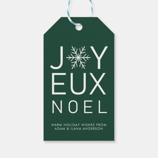 Groene Joyeux Noel Minimalist Holiday Cadeaulabel (Achterkant)
