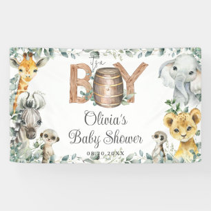 Groene Jungle Dieren Baby Shower Achtergrond Spandoek