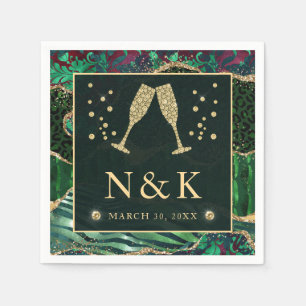 Groene Jungle Dierenprint Glitter Agate Bruiloft Servet